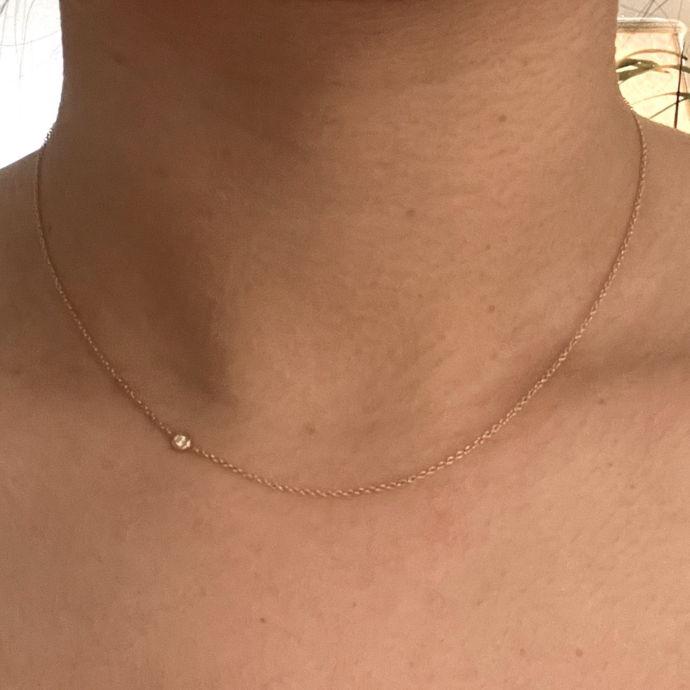 ZOE CHICCO Asymmetrical 14k Solid Gold Diamond Necklace